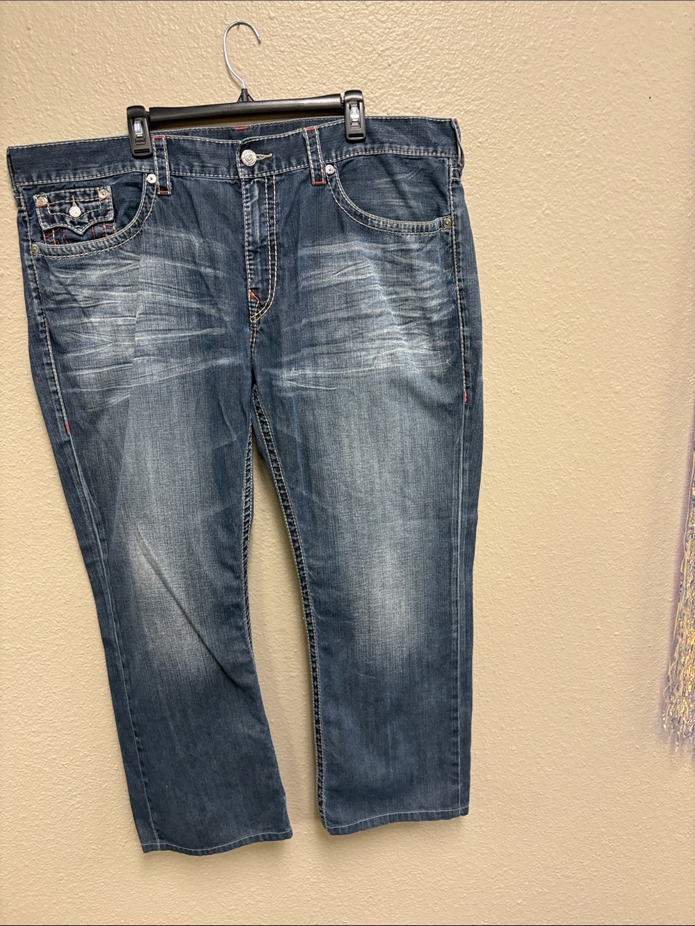 True Religion Men's Faded Blue Relaxed Jeans